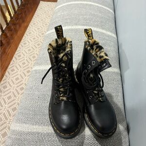 Dr. Martens Black Boots with Leopard Print Interior